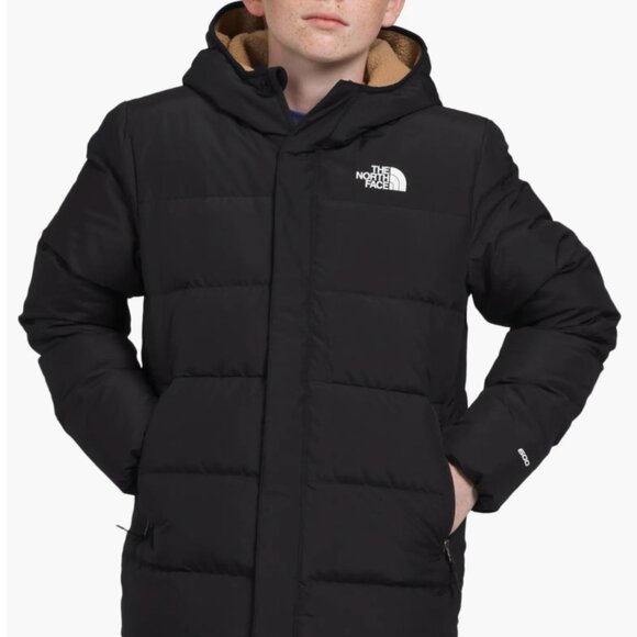 North Face Kids' Water Repellent Down Parka Black Puffer Jacket Size 12 - Picture 1 of 7